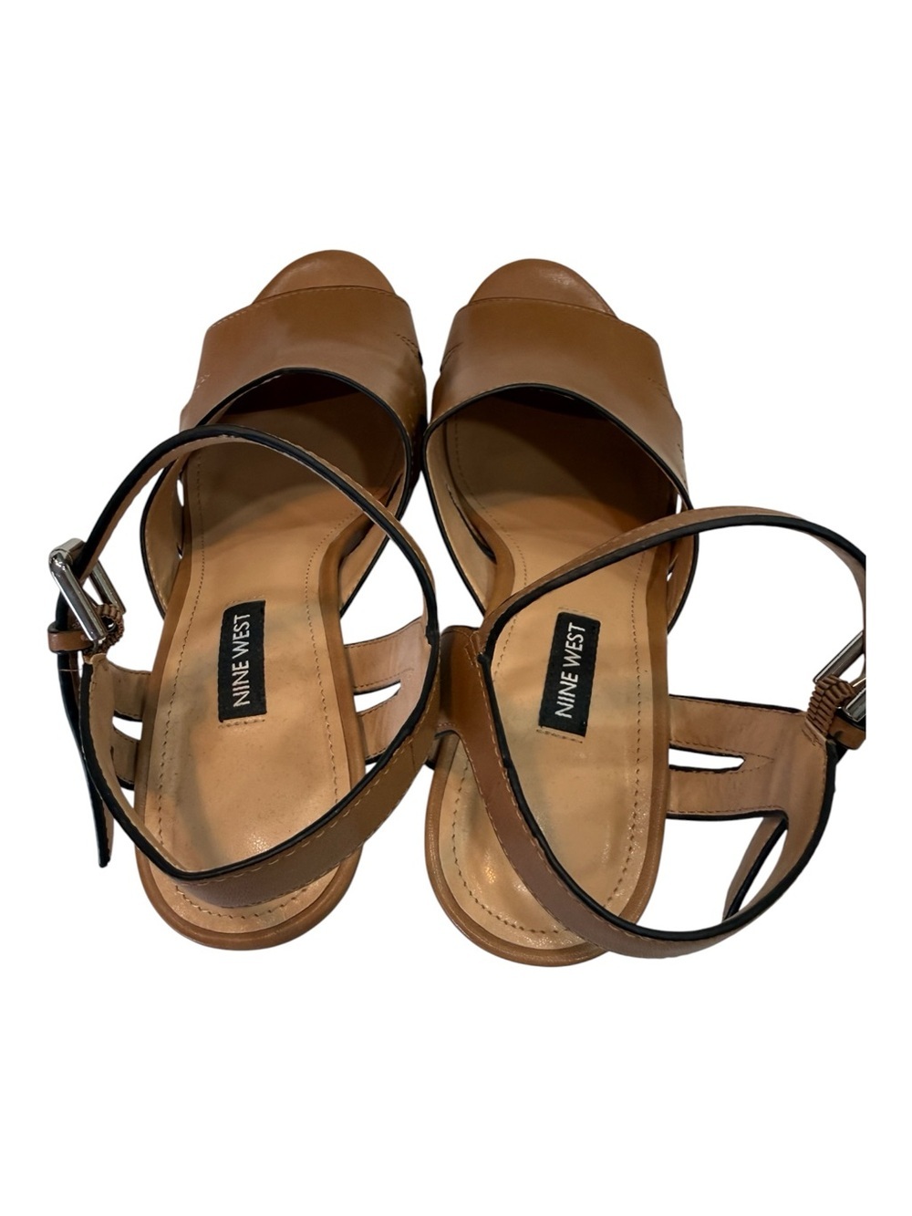 Nine West Delilah Leather Platform Sandals Heels Size 8 - Picture 6 of 9